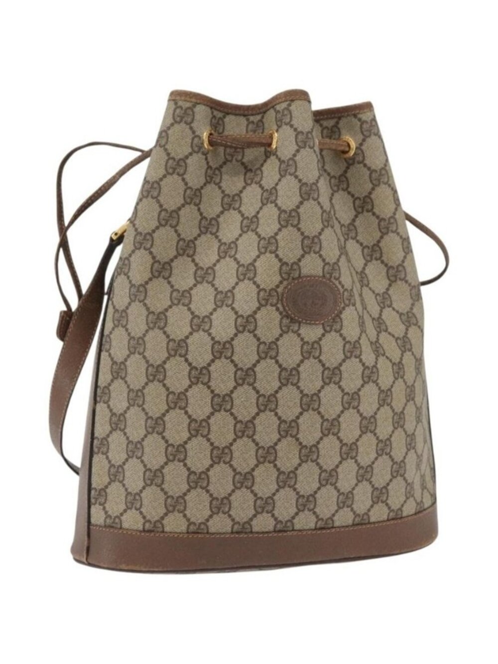 Authentic GUCCI GG Supreme Purse Shoulder Bag PVC Beige Gold 001 58 6850